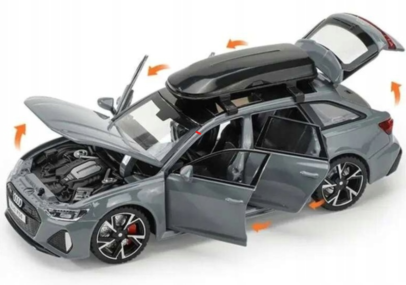 MODEL AUDI RS6 1:32 OTWIERANE DRZWI + ŚWIATŁA + DŹWIĘK + BATERIE W ZESTAWIE