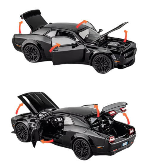 Model DODGE CHALLENGER 1:32 METALOWY | ŚWIATŁA LED, DŹWIĘK, NAPĘD, BATERIE